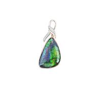 Ravishing Impressions Green Fire Ammolite Pendant Necklace - 25x16mm Gemstone with White Topaz Accents - Rose Gold Plated 925 Sterling Silver - Handmade Canadian Jewelry for Women