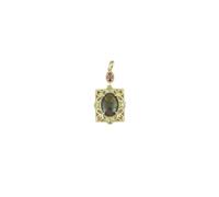 Ravishing Impressions Green Fire Ammolite & Peridot Pendant - 15x10mm Oval Necklace with White Topaz - Yellow Gold Plated 925 Silver - Handcrafted Canadian Jewelry Gift