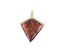 Ravishing Impressions Marquise Ammolite Pendant Necklace - 30x12mm Red Fire Gemstone with White Topaz Accents - Yellow Gold Plated 925 Sterling Silver - Handmade Canadian Statement Jewelry for Women