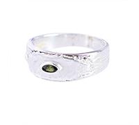 Ravishing Impressions Moldavite Ring Bezel Set Marquise Faceted Green Gemstone 4x2mm 4.9g Handmade Elegant Gift for Women or Men V1/2, 65(20.7)