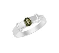 Ravishing Impressions Moldavite Ring Bezel Set Oval Faceted Green Gemstone 5x3mm 3.2g Handmade Fine Jewelry Unique Gift for Women or Men O1/2, 56(17.80)