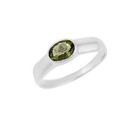Ravishing Impressions Moldavite Ring Bezel Set Oval Faceted Green Gemstone 7x5mm 2.7g Handmade Unique Gift for Women or Men W1/2, 66(21.00)