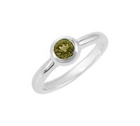 Ravishing Impressions Moldavite Ring Bezel Set Round Faceted Green Gemstone 5mm 3.3g Handmade Unique Gift for Women or Men (T 1/2)