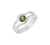Ravishing Impressions Moldavite Ring Bezel Set Round Faceted Green Gemstone 5mm 3.7g Handmade Unique Gift for Women or Men Q1/2, 58(18.5)