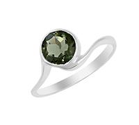 Ravishing Impressions Moldavite Ring Bezel Set Round Faceted Green Gemstone 7mm 2.3g Handmade Fine Jewelry Unique Gift for Women or Men K1/2, 51(16.2)