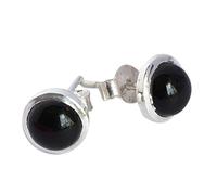 Ravishing Impressions Natural Black Onyx 925 Sterling Silver 7 MM Stud Earrings for women & Girls