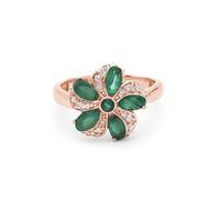 Ravishing Impressions Natural Emerald Flower Ring Jewelry, May Birthstone Vintage Statement Ring Handmade Jewelry Gift For Anniversary SZ- P 1/2, 57 (18.1)