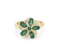 Ravishing Impressions Natural Emerald Flower Ring Jewelry, May Birthstone Vintage Statement Ring Handmade Jewelry Gift For Anniversary SZ- U 1/2, 63 (20.10)