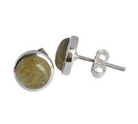 Ravishing Impressions Natural Golden Rutile 925 Sterling Silver 5 mm Stud Earrings for women Spring Jewelry Collection