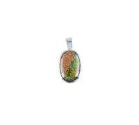 Ravishing Impressions Oval Ammolite Pendant Necklace - 30x20mm Green Fire Gemstone in Rhodium Plated 925 Sterling Silver - Rare Canadian Statement Jewelry - Handmade Elegant Gift for Women