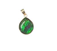 Ravishing Impressions Pear Ammolite Pendant Necklace - 24x20mm Green Fire Ammolite in 925 Sterling Silver - Yellow Gold Plated - Elegant Handmade Statement Jewelry for Women - Rare Gemstone Gift