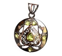 Ravishing Impressions Pendant with Chain 925 Sterling Silver Peridot Green Gemstone Pear Shape 7x5mm 5x3mm Black Rhodium Rose Gold Plated Women Jewelry