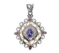 Ravishing Impressions Pendant with Chain Amethyst Bezel Oval Pear Faceted 14x10mm 5x3mm 925 Sterling Silver Black Rhodium Yellow Gold Plated Necklace Gift