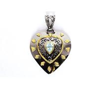Ravishing Impressions Pendant with Chain Blue Topaz Pear Bezel Faceted Black Rhodium Yellow Gold Plated 925 Sterling Silver Necklace Jewelry Christmas for Women
