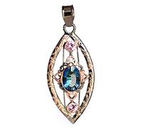 Ravishing Impressions Pendant with Chain Rainbow Quartz 14x10mm Pink Quartz 5mm 925 Sterling Silver Black Rhodium Rose Gold Plated Multicolor Women Necklace
