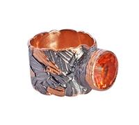 Ravishing Impressions Rainbow Quartz Adjustable Ring Black Rhodium Rose Gold Plated Bezel Set Round Faceted 11mm Multicolor Gemstone Ring Bold Statement Jewelry Gift for Women-N 1/2