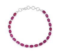 Ravishing Impressions Ruby Tennis Bracelet for Women 6x4mm Oval Faceted Red Gemstone 925 Sterling Silver White Rhodium Plated Lobster Clasp Fine Jewelry 8 Inches