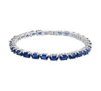 Ravishing Impressions September Birthstone Inspired Kyanite Tennis Bracelet 6x4mm Oval Faceted Blue Gemstone White Rhodium Plated Prong Set Classic Jewelry for Women Gift 6.5 Inches