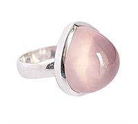 Ravishing Impressions Soft Pink Rose Quartz Pear Ring 18x18mm Cabochon Bezel Handcrafted Natural Gemstone Jewelry for Women Statement Design T1/2, 62(19.70)