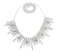 Ravishing Impressions White Rhodium Plated 925 Sterling Silver Blue Topaz Necklace Oval Faceted Artisan Statement Gemstone Jewelry Women Fashion Wear 22 Inch Chain Designer Accessories