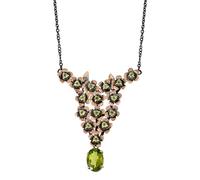 Ravishing Impressions White Rhodium Plated 925 Sterling Silver Green Tourmaline and Peridot Necklace, Oval & Round Faceted Gemstone Jewelry for Women, 22 Inch Chain Statement Accessory