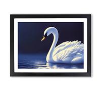 Ravishing Swan Framed Print | A4 Black Framed Wall Art | Ready to Hang | Modern Animal Picture | Living Room Bedroom Lounge Office