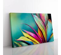 Ravishing Tropical Leaves Abstract Canvas Wall Art Print Ready to Hang, Framed Picture for Living Room Bedroom Home Office Décor, 76x50 cm (30x20 Inch)