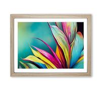 Ravishing Tropical Leaves Abstract H1022 Framed Print for Living Room Bedroom Home Office Décor, Wall Art Picture Ready to Hang, Oak A3 Frame (46 x 34 cm)