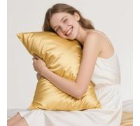 Ravmix Silk Pillowcase for Hair and Skin with Hidden Zipper, Both Sides 21Momme Mulberry Silk Pillow Case Standard 50×75cm, 1PCS, Gold