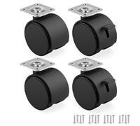 RAVN HAMAN Set of 4 Heavy Duty Swivel Furniture Castors - 50mm Wheels with Brake, Up to 30kg per Wheel, Low Rolling Resistance, Ideal for Indoor Furniture