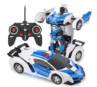 RAVSOOL Remote Control Car Transform Rc Robot Rechargeable 360°Rotating Stunt 1:18 Deformation Racing Car Toy with Cool Sound & Light One Button Deformation into Robot, Gift for Kids Children