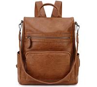 RAVUO Anti-theft Backpack,Fashion PU Leather Backpack for Women Ladies Rucksack Shoulder School Bag, M, Brown