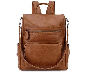 RAVUO Anti-theft Backpack,Fashion PU Leather Backpack for Women Ladies Rucksack Shoulder School Bag, M, Brown