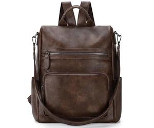 RAVUO Anti-theft Backpack for Women, Fashion PU Leather Rucksack Travel Convertiable Ladies Backpack Shoulder Bags Three Ways to Carry Coffee