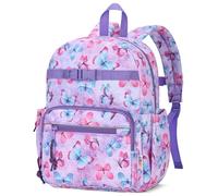 RAVUO Butterfly Toddler Backpack for Girls,12 Inch Lightweight Preschool Nursery Rucksack for Ages 2-4 Water Resistant Small School Bag with Chest Strap