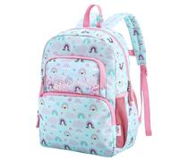 RAVUO Kids Backpack for Girls, Cute Toddler Backpacks for Daycare Kindergarten Elementary Little Girls School Bookbag with Chest Strap,Rainbow