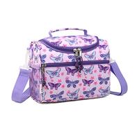 RAVUO Lunch Bag for Girls, Insulated Cute Butterfly Lunch Box with Adjustable Strap and Bottle Holder Cooler Lunchbox Back to School Thermal Meal Tote Kit for Toddler 6.5L