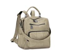 RAVUO Women Backpack, PU Leather Backpack Fashion Convertible Ladies Backpacks Rucksack Handbags Casual Schoolbags Three Ways to Carry Beige