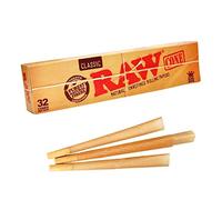 RAW King Size Pre-Rolled Cones – Ready to Fill, Natural Unrefined – 4×32 (128 Cones)