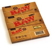 RAW 200's Classic Natural Bend Free Rolling Papers - 200 Sheets per Booklet - 5 Booklets