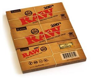 RAW 200's Classic Natural Bend Free Rolling Papers - 200 Sheets per Booklet - 5 Booklets