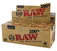 RAW 200's Classic Natural No Kink Rolling Papers, 200 Sheets per Booklet, 1 Box (40 Booklets)