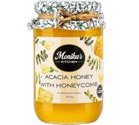 Raw Acacia Honey with Honeycomb 500g - 100% Pure Honey with Real Comb