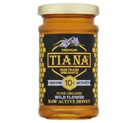 Raw Active Wildflower Honey 10+ 250g (Pack of 12) - Organic, Unpasteurised & Enzyme-Rich (Diastase 10+) - Pure Fairtrade Raw Honey with Antioxidants - TIANA