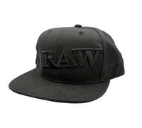 RAW BASEBALL CAP FLAT BRIM SNAPBACK BLACK ON BLACK