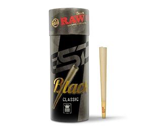 RAW Black Cones King Size | 50 Pack | Natural Pre Rolled Rolling Paper Pressed Extra Fine for Thin, Slow Burning, Naturally Translucent Paper with Tips & Packing Tubes Included