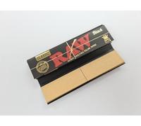 RAW Black Connoisseur with Roach Tips King Size Slim Hand Rolling Papers Tobacco (1)