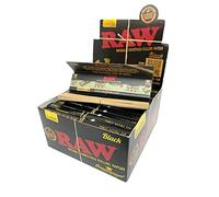 RAW Black Connoisseur with Roach Tips King Size Slim Hand Rolling Papers Tobacco (24)