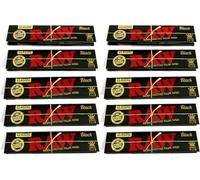 RAW Black King Size Slim Rolling Papers - 10 Pack | Ultra-Thin, Slow Burning, Unrefined Natural Paper | 32 Leaves per Pack | Premium Smoking Papers for Smooth, Clean Taste | Vegan Friendly
