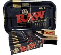 RAW Black King Size Slim Rolling Papers with Reds tips (Small Tray Set)